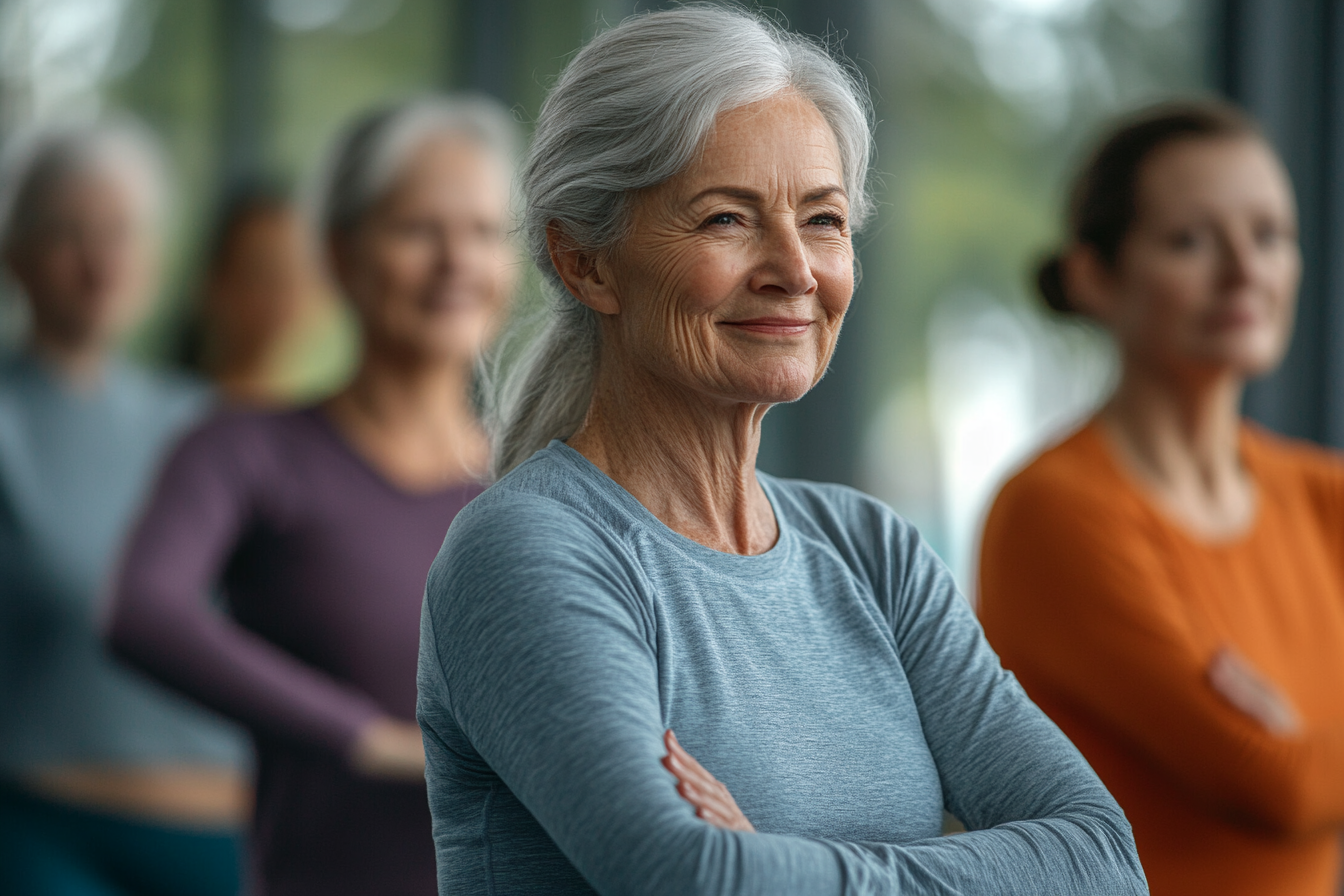 Група старших людей займається фітнесом
